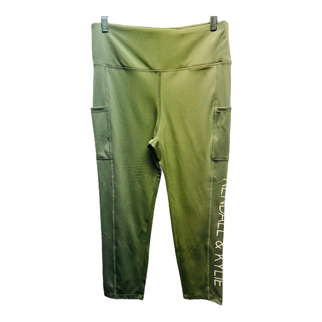 Kendall Kylie Capri Pants Large Foggy Green High Rise Yoga Pockets Athleisure — image 2 of 8